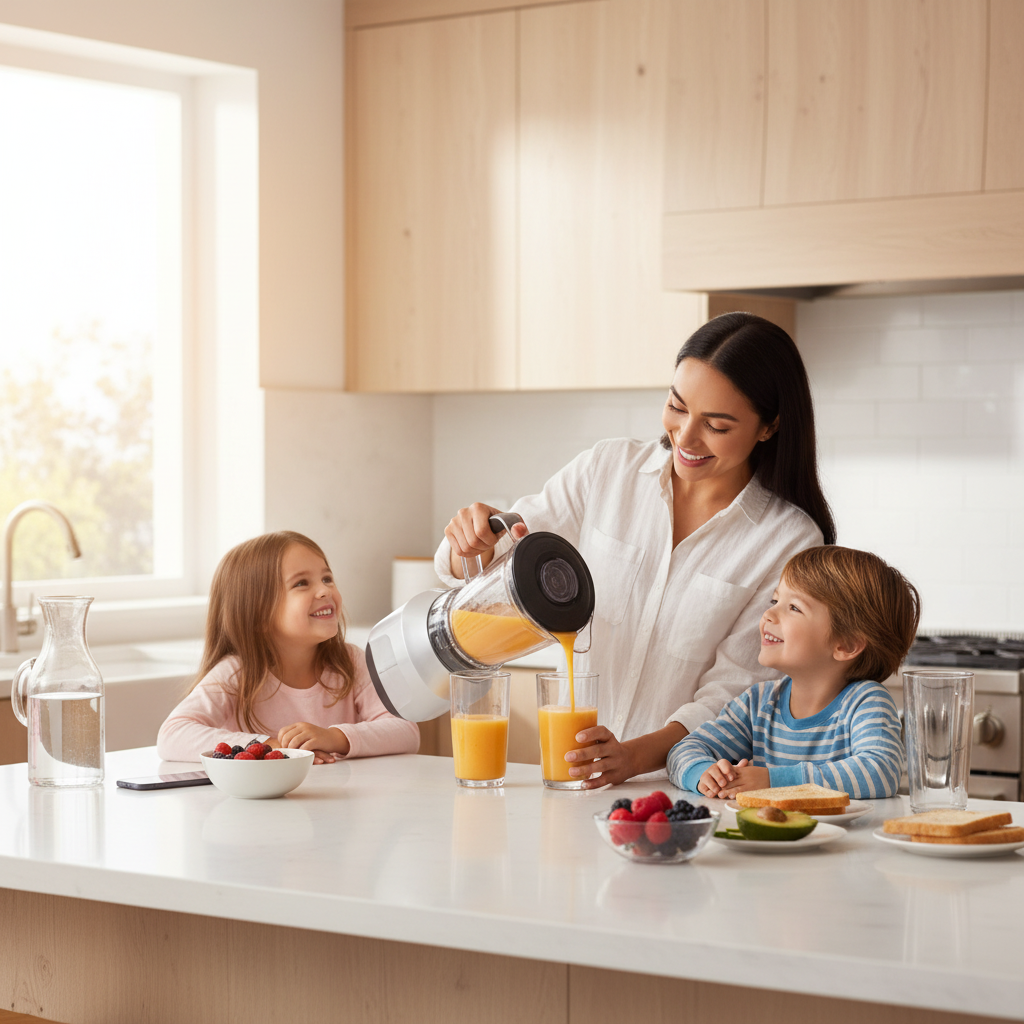 Famille utilisant le blender